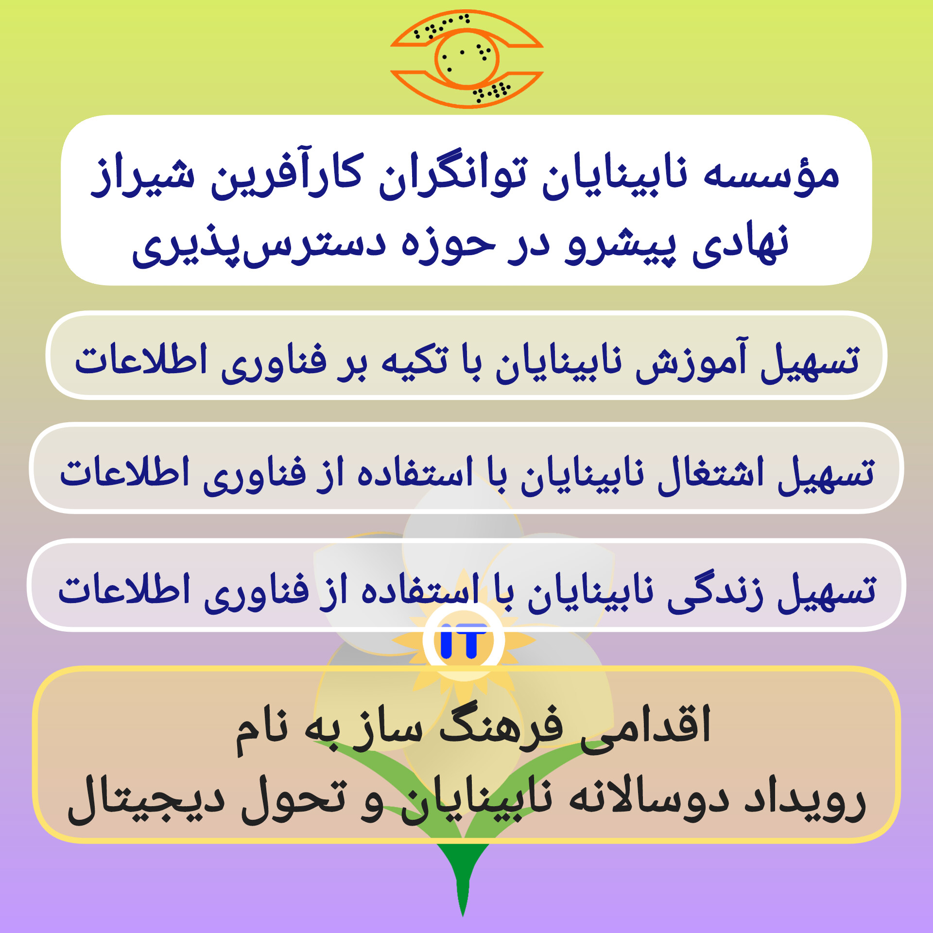 مؤسسه نابینایان توانگران کارآفرین شیراز، نهادی پیشرو در حوزه دسترس‌پذیری